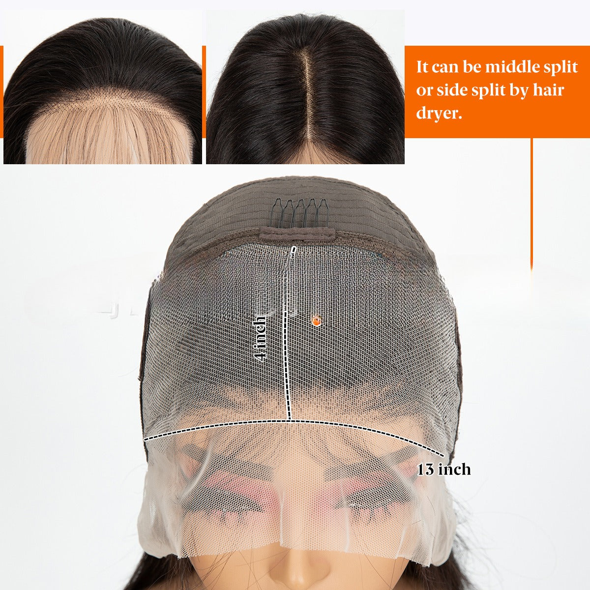 Lace-front Wig With Small Curls, Fluffy And Long Black Hair