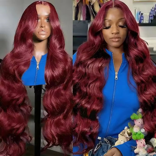 13x6 Human Hair Lace Wig,Burgundy Lace Wig,